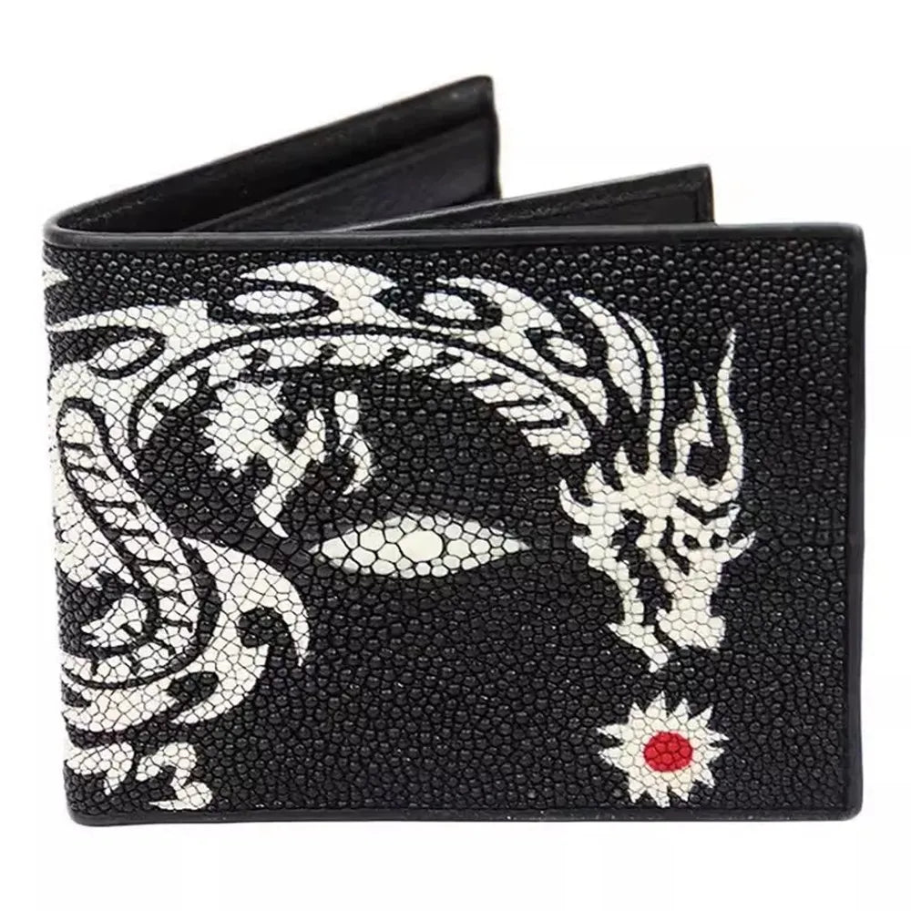 Stingray Leather Tiger Pattern Bifold Wallet for Men