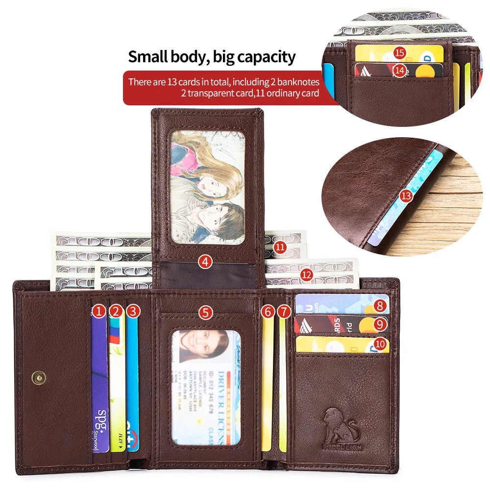 Genuine Leather Multi-Slot Card Wallet for Women