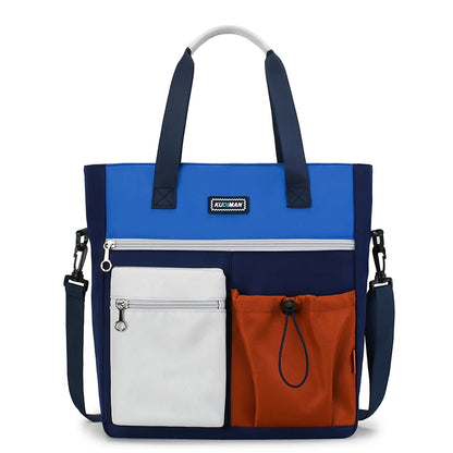 Color Block Crossbody Tote Bag – Large Waterproof School Bag