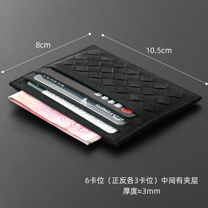 Hand-Woven Genuine Leather Card Holder Wallet for Men