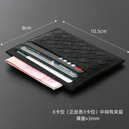 Hand-Woven Genuine Leather Card Holder Wallet for Men