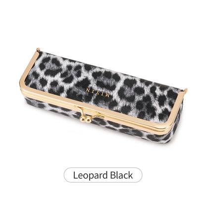 Women's Retro PU Leather Glasses Case Multi-Function Storage Box