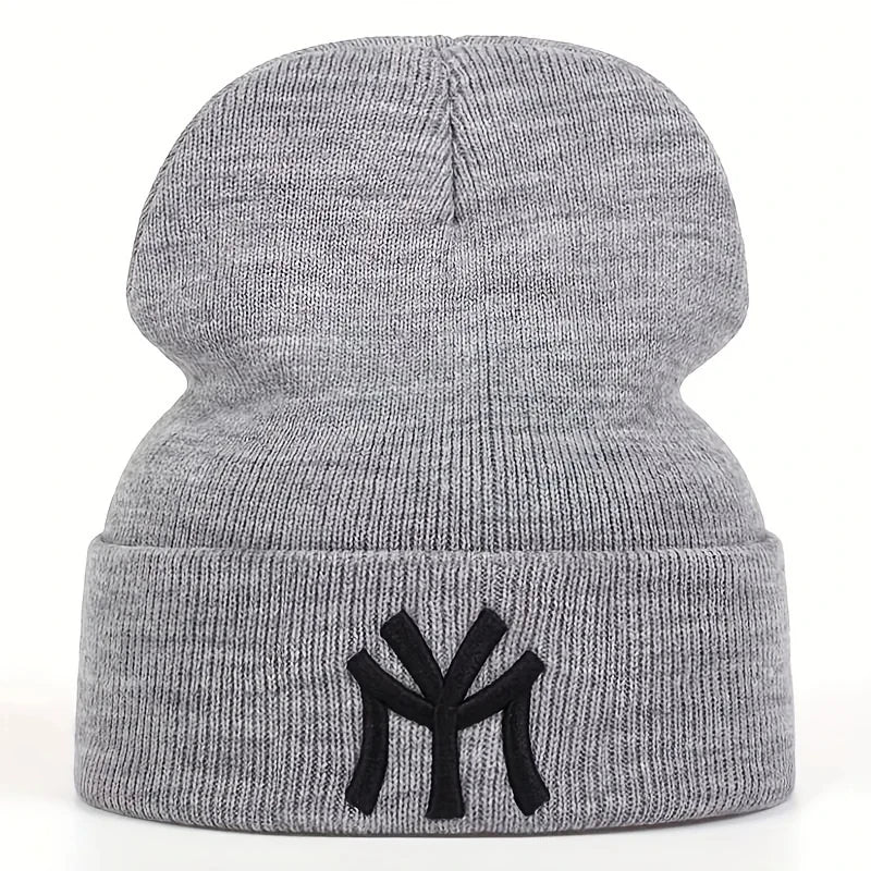 NY Embroidered Knit Beanie – Unisex Winter Hat