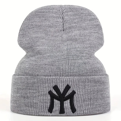 NY Embroidered Knit Beanie – Unisex Winter Hat