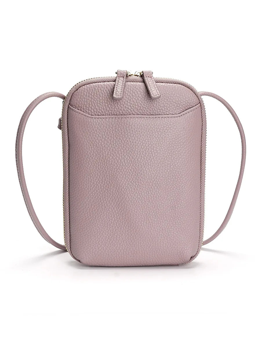 Genuine Leather Crossbody Bag for Women – Zipper Phone Purse