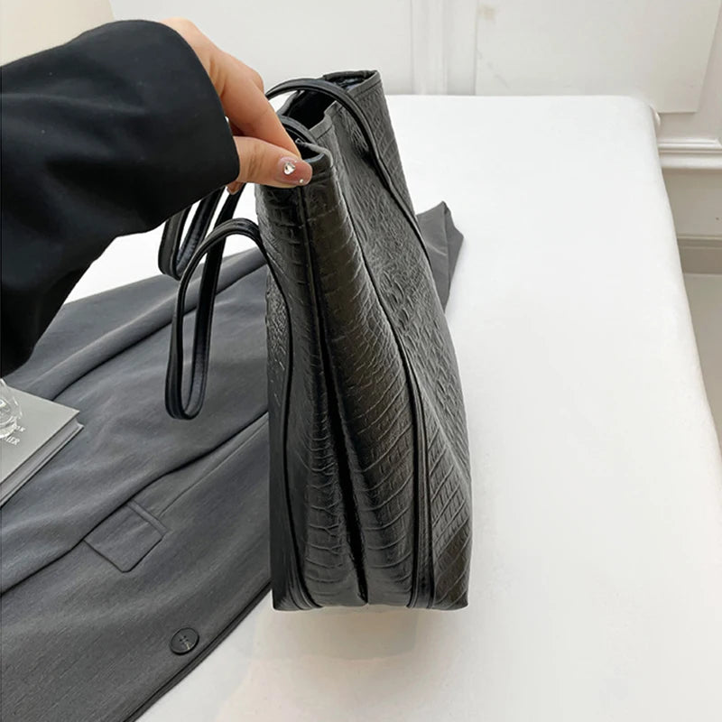 Crocodile Print Tote Bag for Women – Large Capacity Shoulder Handbag