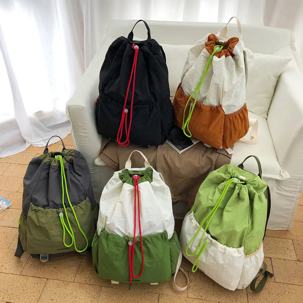 Lightweight Drawstring Backpack – Color-Blocked Sports & Travel Bag
