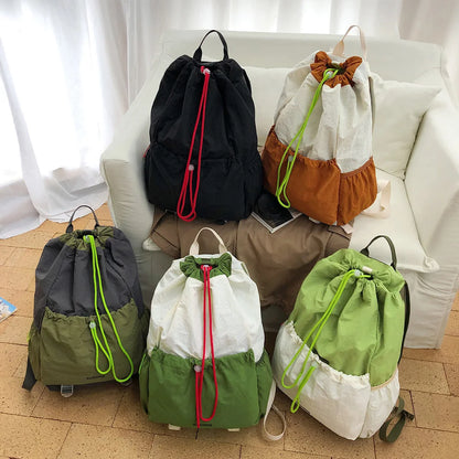 Lightweight Drawstring Backpack – Color-Blocked Sports & Travel Bag