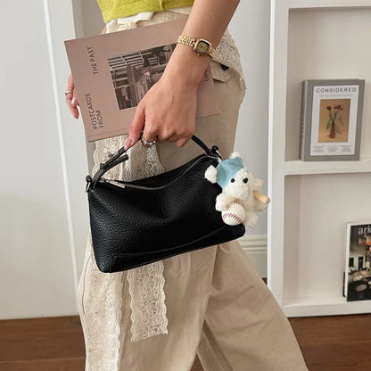 Soft Leather Shoulder Bag – Women's Crossbody Handbag with Charm