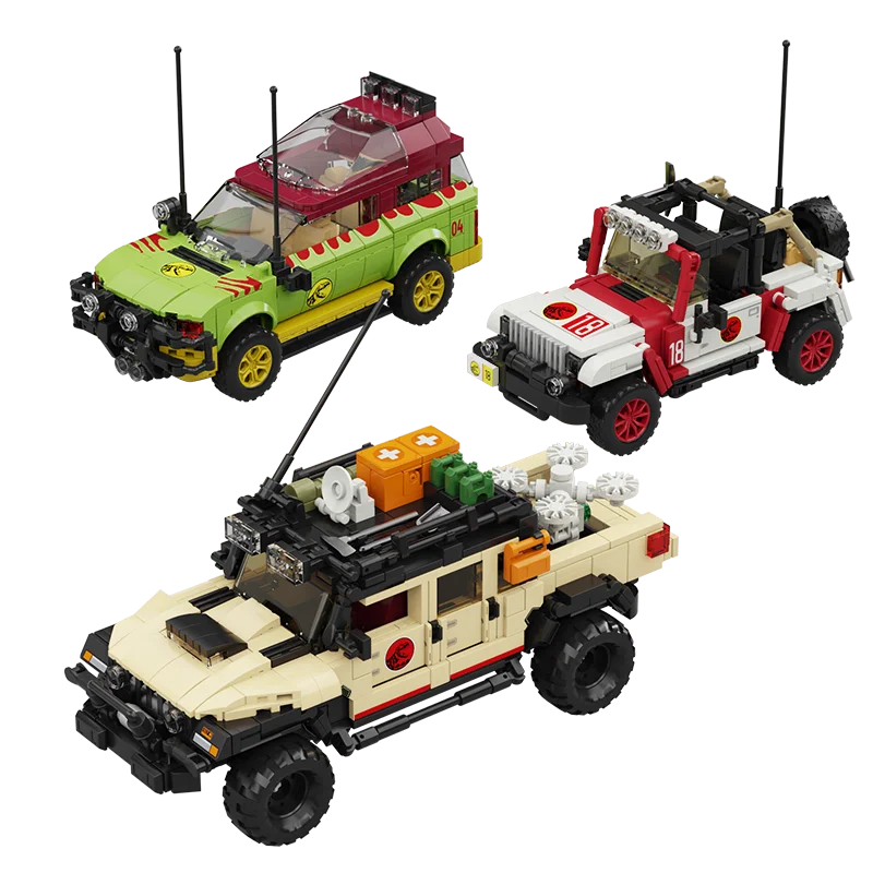Jurassic Dinosaur Off-Road Vehicle MOC Building Blocks 3-in-1