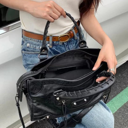 Rivet Tote Bag – Large Capacity Street Style Crossbody Handbag