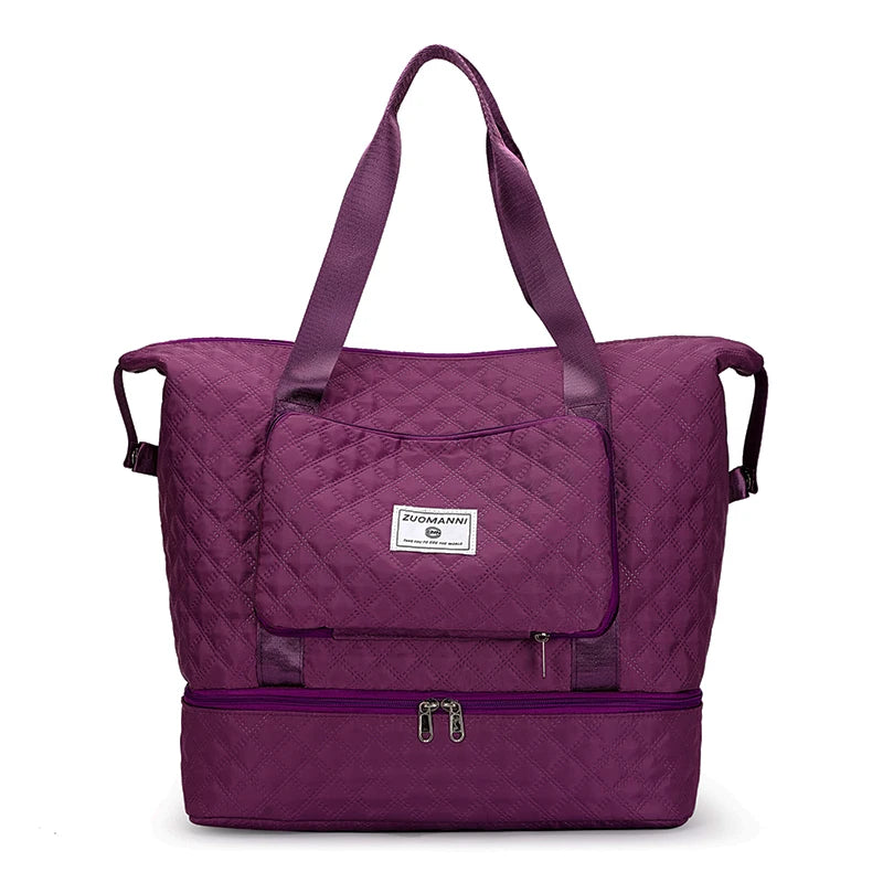 Large Capacity Weekender Bag with Shoe Compartment for Gym & Travel