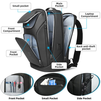 Large Capacity Waterproof Laptop Backpack 17.3 Inch – Men's Travel Rucksack