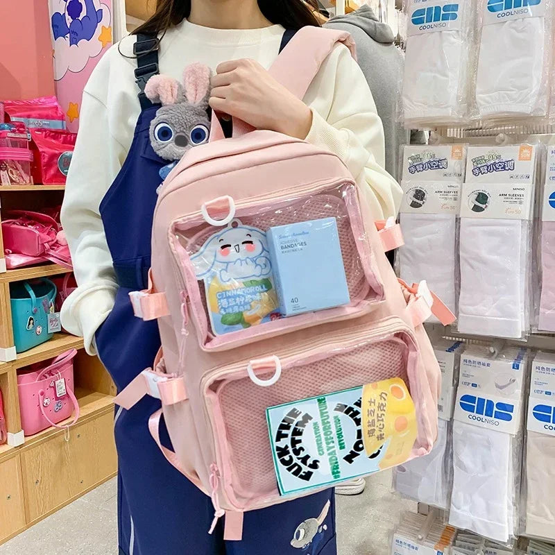 Kawaii Ita Backpack – Transparent Window School Bag for Women