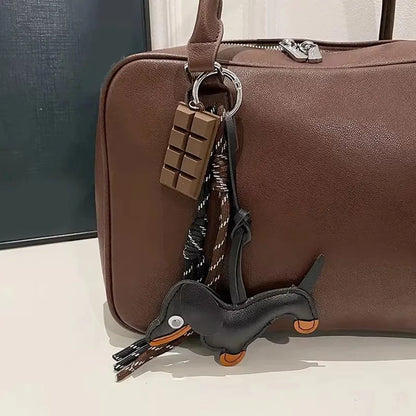 Cute Animal Leather Keychain Charm – Cat & Dog Pendant