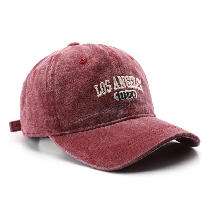 Vintage Washed Cotton Baseball Cap – Embroidered Letter Hat for Men & Women