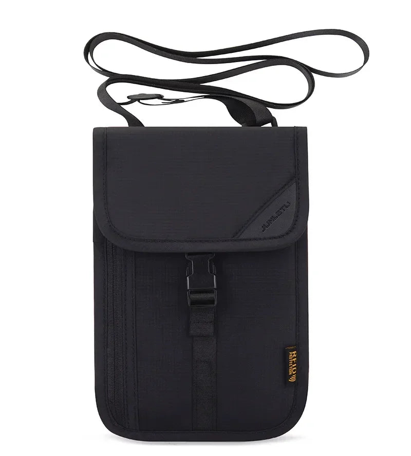 RFID Blocking Neck Wallet & Family Passport Holder Travel Organizer