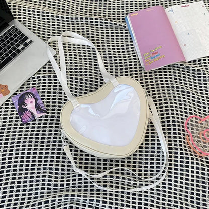 Heart-Shaped Transparent Ita Bag Crossbody for Women & Girls