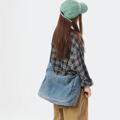 Denim Tote Bag for Women – Large Capacity Shoulder & Crossbody Bag