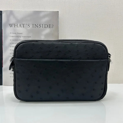 Men's Ostrich Leather Crossbody Shoulder Bag