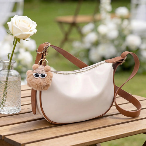 Dumpling Shoulder Bag – Women's Minimalist Crossbody with Charm