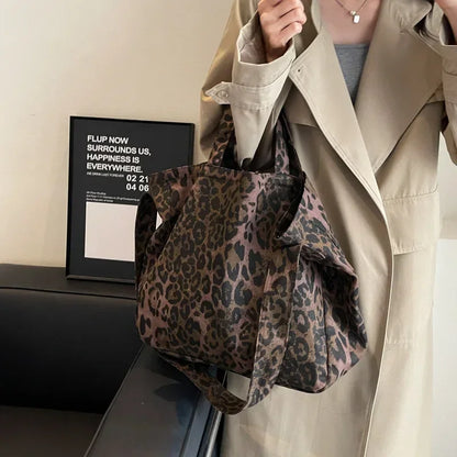 Leopard Print Crossbody Bag – Large Women's Shoulder Tote