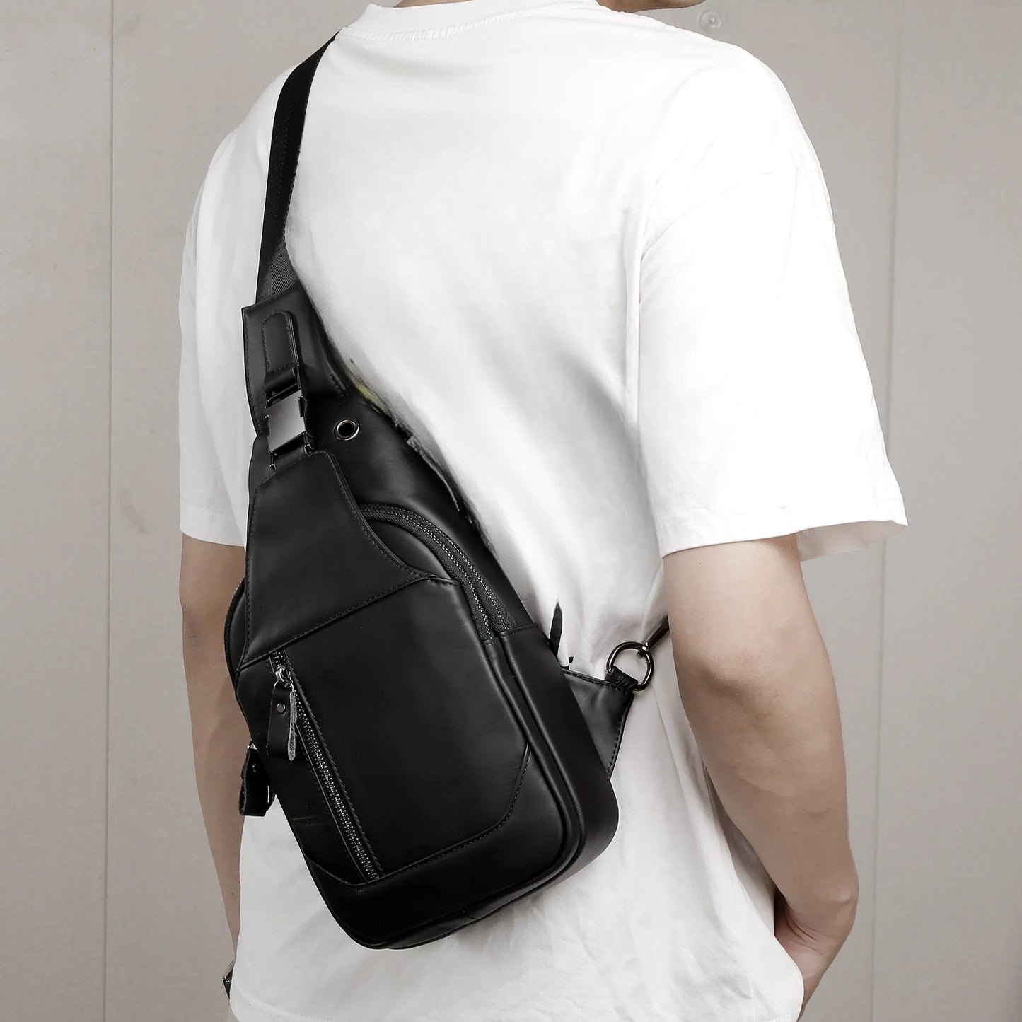 Genuine Leather Sling Bag for Men – Casual Chest & Shoulder Crossbody
