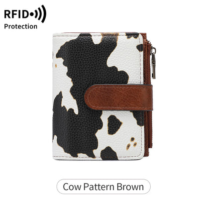 RFID Anti-Theft Women's Wallet – Retro Trifold Coin Purse with Zipper Closure