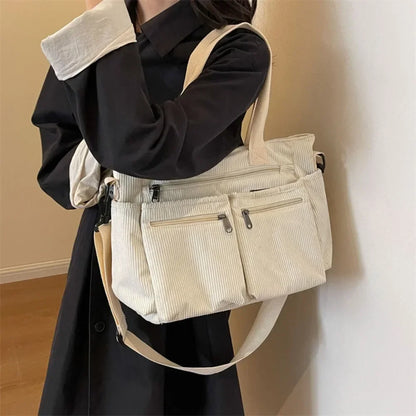 Large Capacity Corduroy Tote Bag – Women's Shoulder & Crossbody