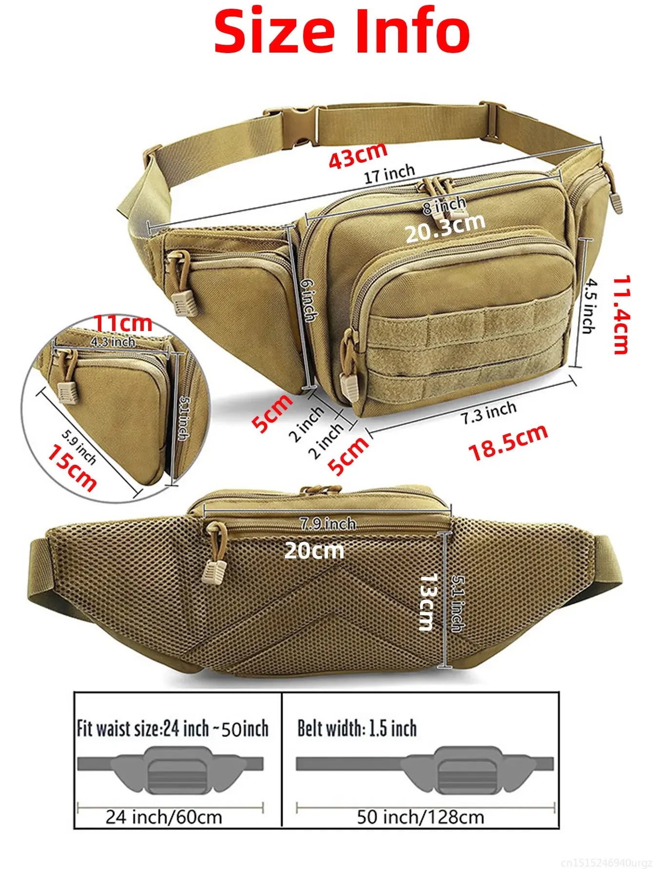 Tactical Waist Pack – Multi-Pocket Fanny Pack for Hiking & Cycling