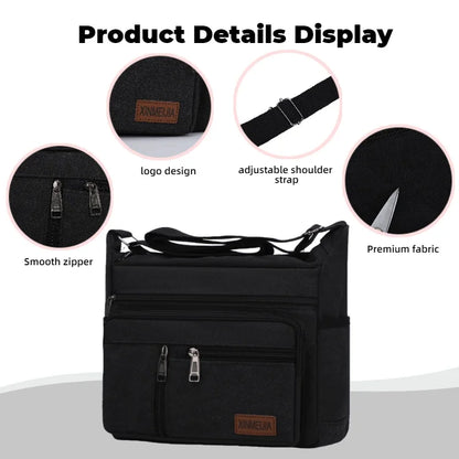 Men's Canvas Crossbody Shoulder Bag Multi-Compartment