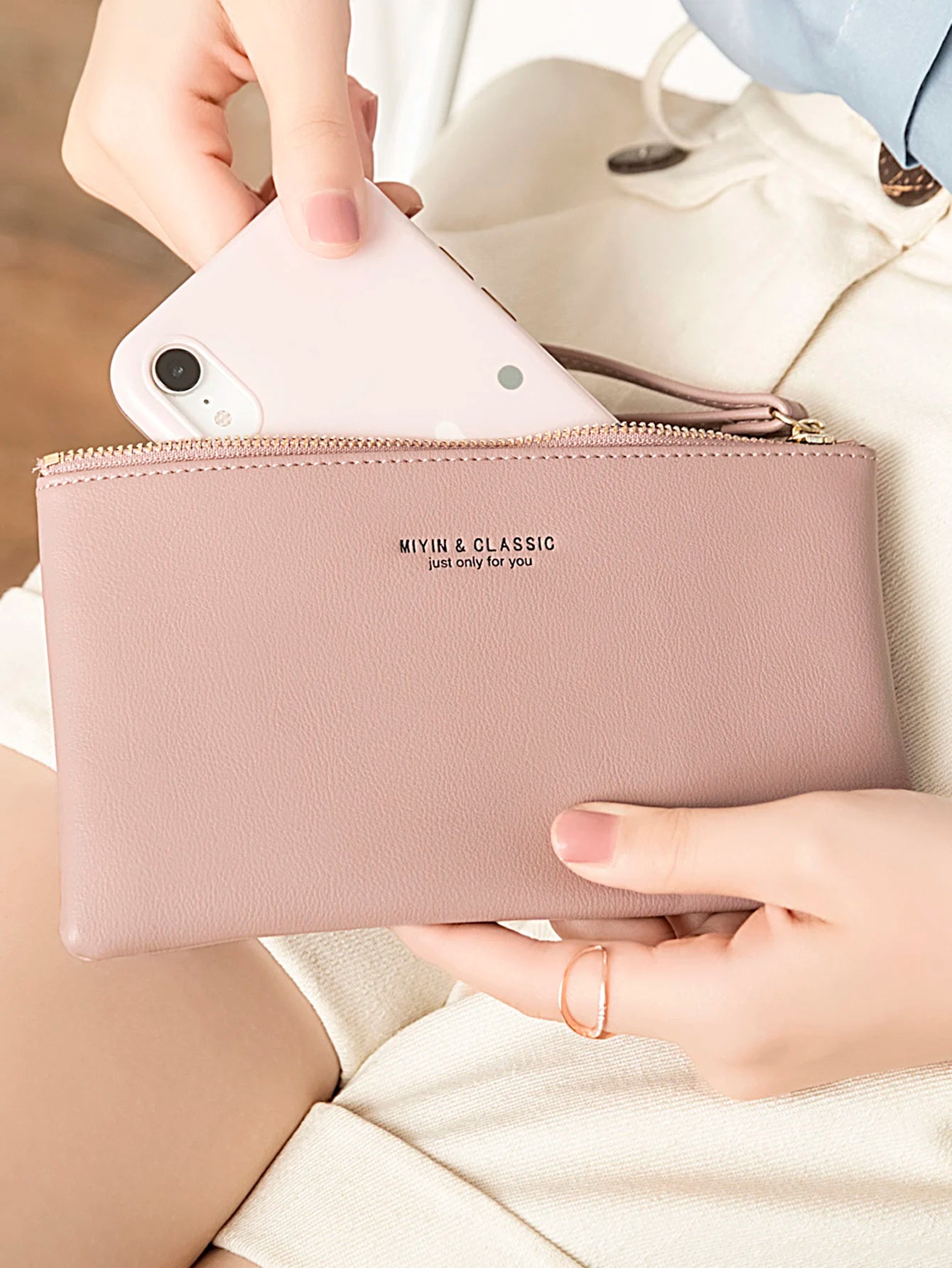 Long Zipper Clutch Wallet for Women – PU Leather Wristlet