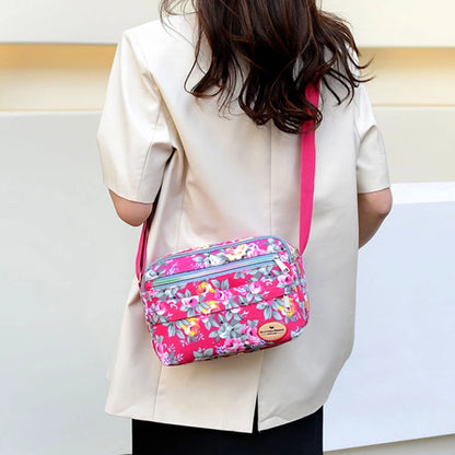 Floral Canvas Crossbody Bag for Women – Rose Print Shoulder Bag