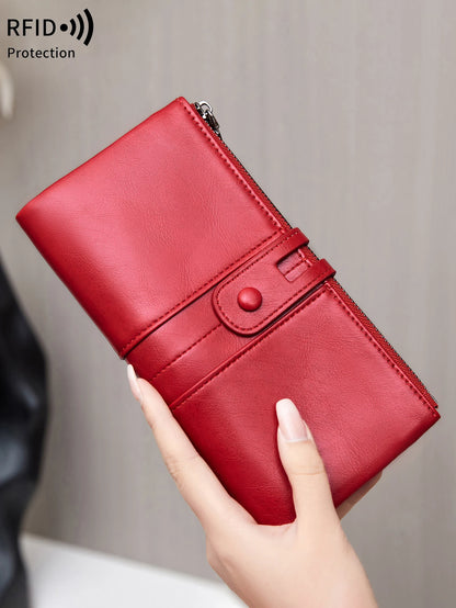 RFID Blocking Women's Long Wallet – Large Capacity Zipper Clutch