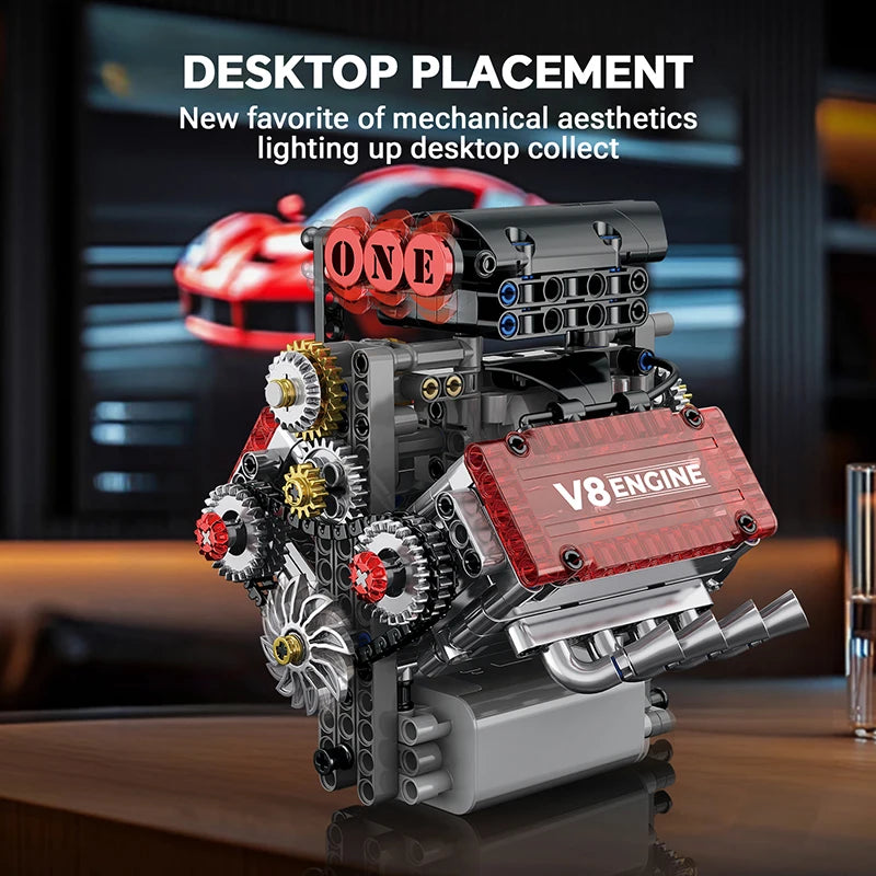 V8 Engine Motorized Building Blocks Set – Technic Model