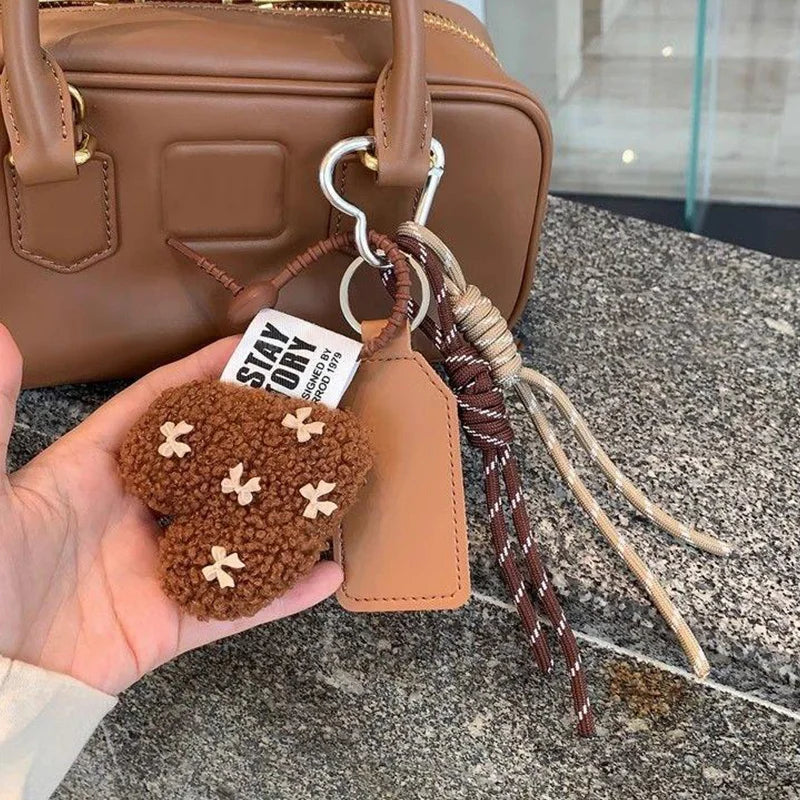 Plush Heart Keychain Charm – Cute Bag Pendant for Women & Couples