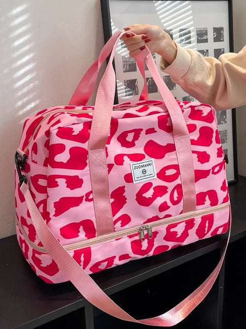 Animal Print Nylon Weekender Bag – Large Capacity Travel Duffel for Women