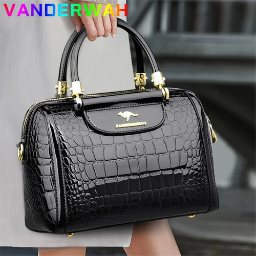 Crocodile Pattern Patent Leather Handbag – Women's Shoulder Crossbody Bag