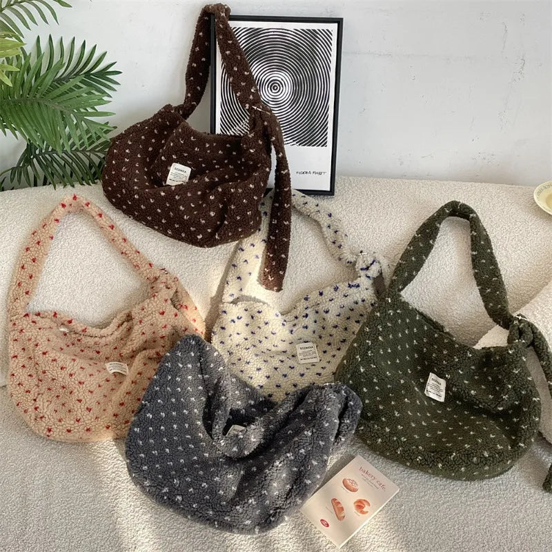 Plush Sherpa Large Crossbody Bag for Women