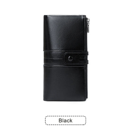 RFID Blocking Women's Long Wallet – Large Capacity Zipper Clutch