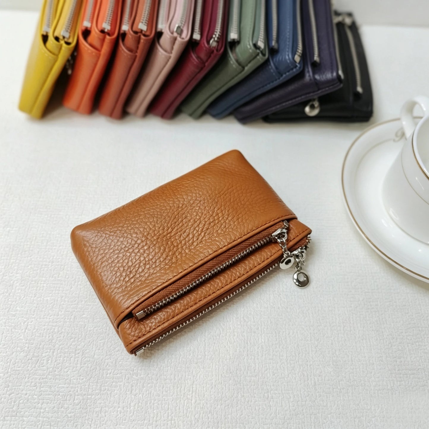 Genuine Leather Zipper Coin Purse for Women