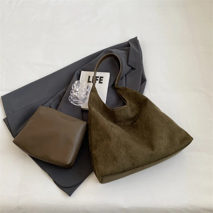 Soft Suede Hobo Shoulder Bag for Women – Large Luxury Handbag