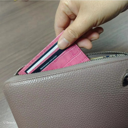 Slim Leather Card Holder Wallet for Women – Minimalist Multi-Slot Cardholder