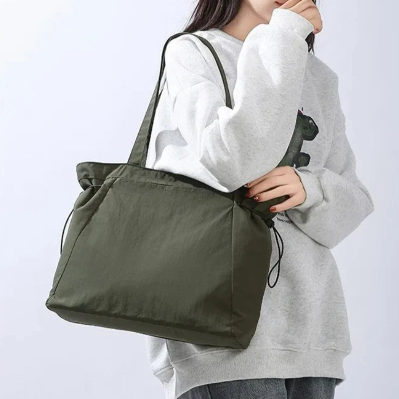 Large Drawstring Tote Bag – Women's Casual Shoulder Bag