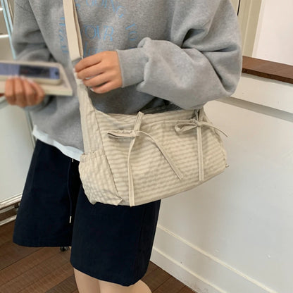 Large Capacity Retro Grid Shoulder Bag – Korean Style