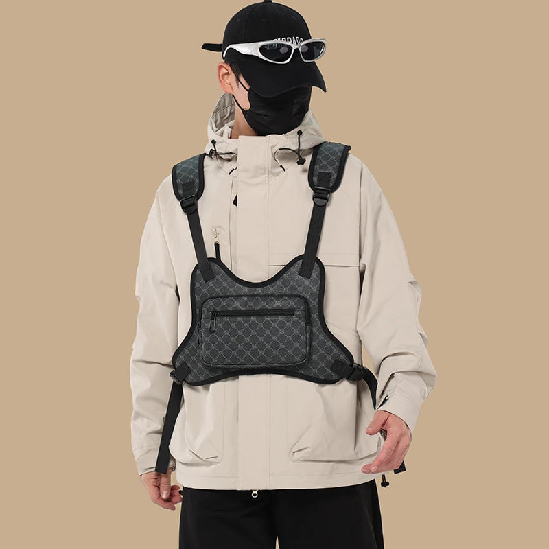 Tactical Chest Rig Bag – Men's Monogram Harness Vest for Streetwear & Techwear