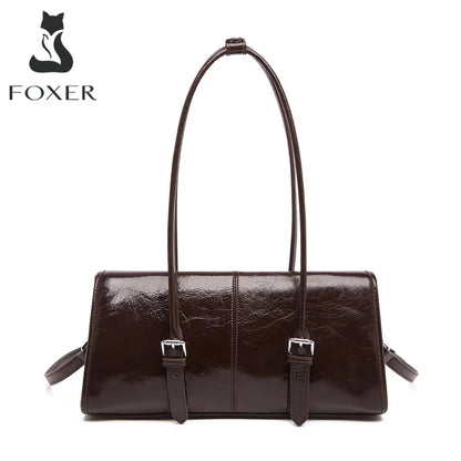Foxer Women S Shoulder Bag Genuine Leather Retro Female Tote Underarm Versatile Large Capacity