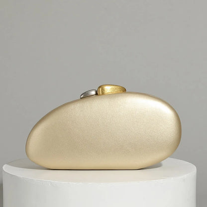 Shell Clutch Bag – Luxury PU Leather Lock Handbag with Chain Strap