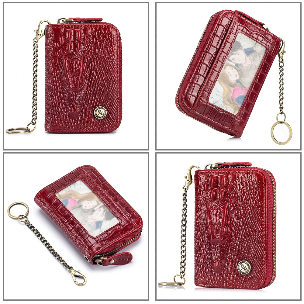 Crocodile Pattern Key Wallet with Chain – Steel Lion