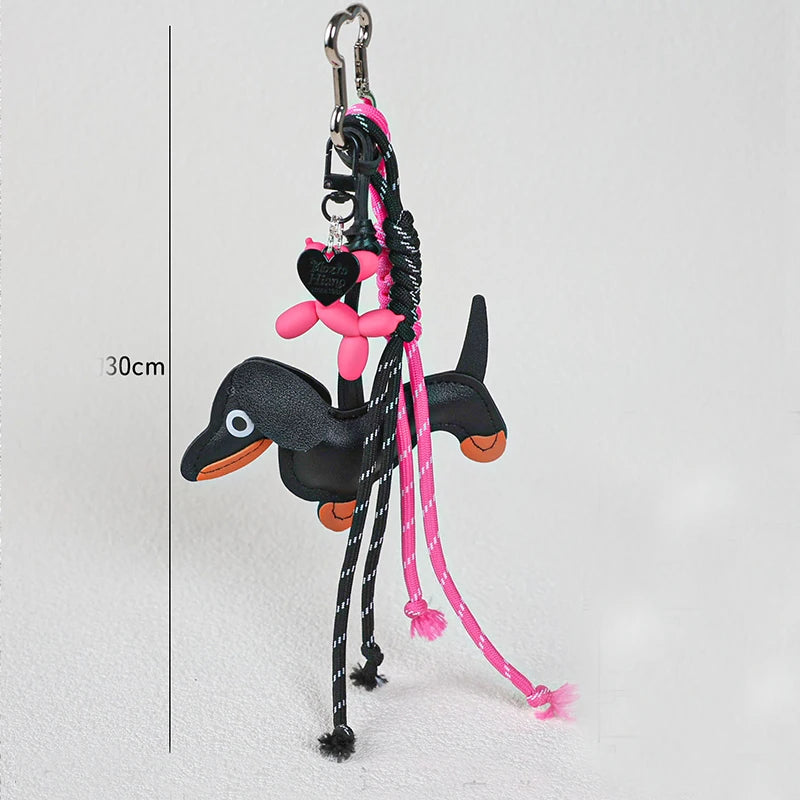 Dachshund Dog Bag Charm Keychain Pendant with Nylon Rope
